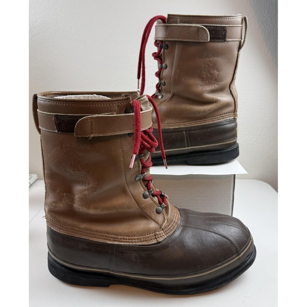 Vintage Cabelas Sorel Kaufman Pac Boots Mens Brown Duck Snow Winter Canada Sz 12